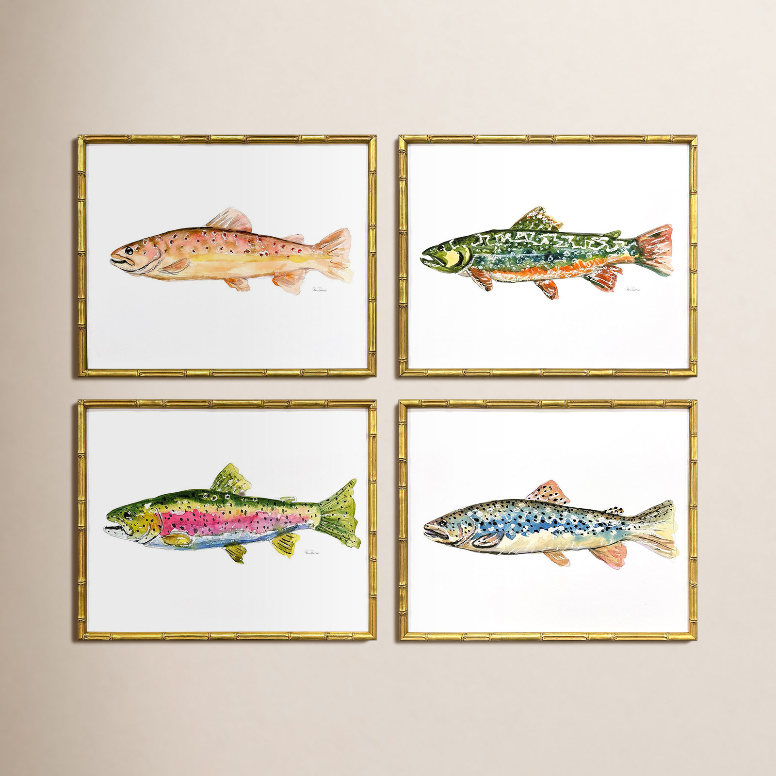 Colorful Trout Print Set by Owens