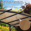 Pergola d'extérieur robuste 8,5 pi x 13 pi avec comptoir de bar et tablettes, pavillon en textilène arqué, poteaux en acier à grain de bois pour patio et cour arrière
