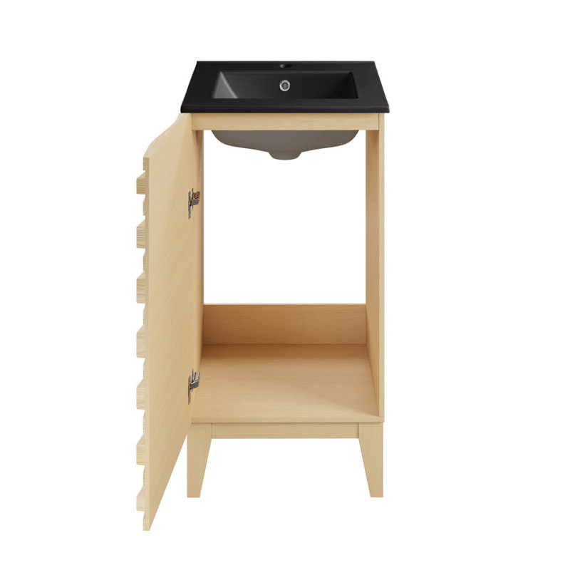 Cascade 18" Bathroom Vanity In Natural Oak, Natural Oak, Black