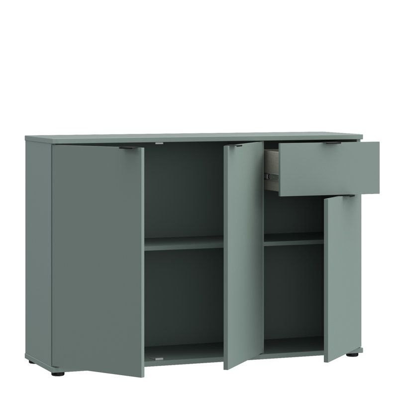 Wide 3 Door Cupboard with Drawer, Sage Green