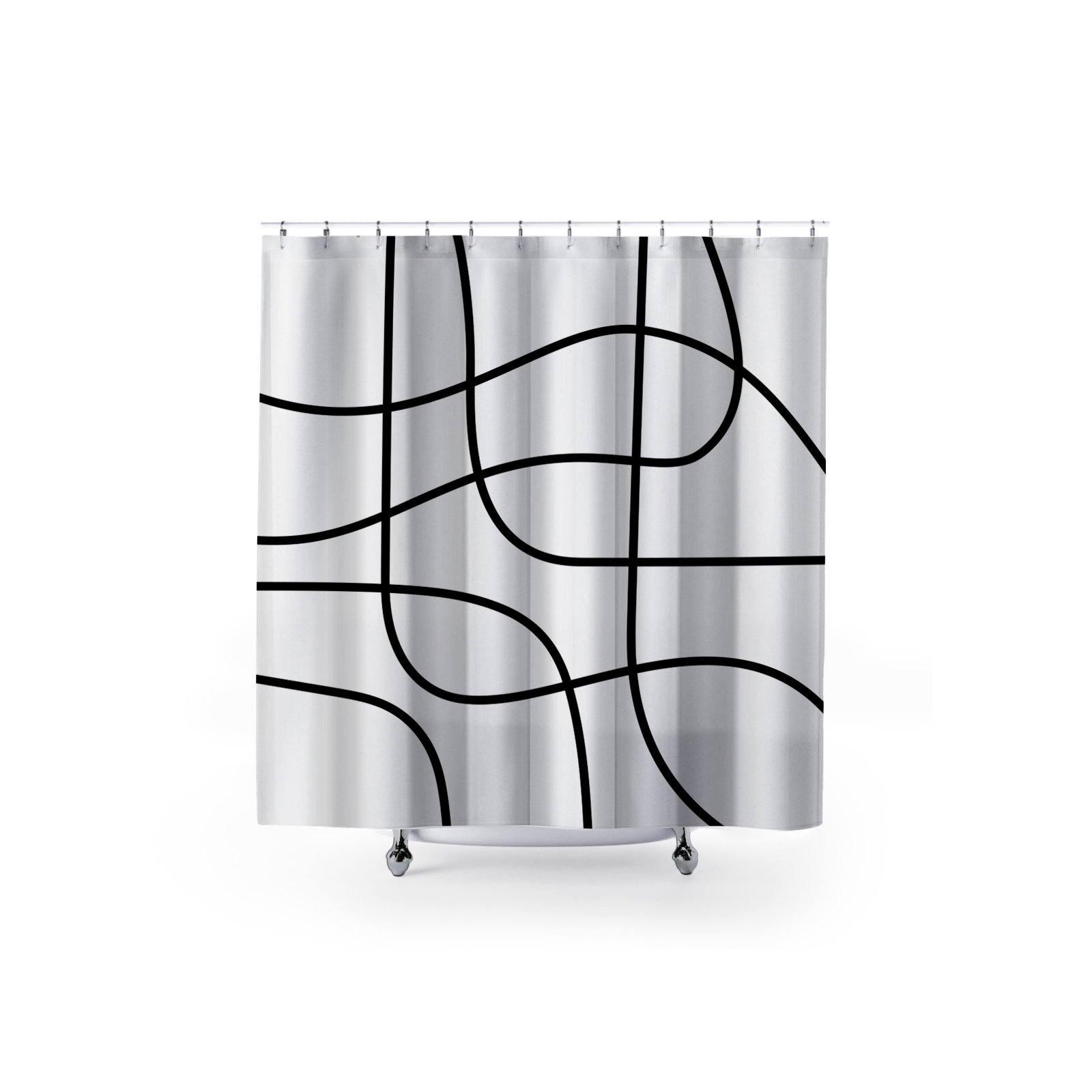 Coco Polyester Shower Curtain, Black