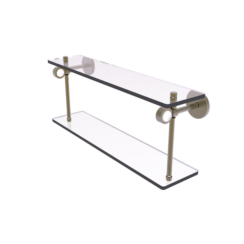 Margolis 2 Piece Tiered Shelf, Antique Brass, 9.2" H x 16" W x 5.6" D