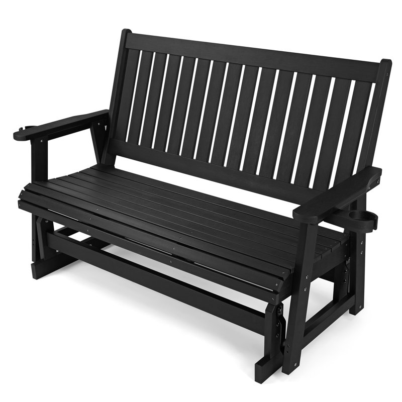 Banc oscillant 3 places en poly Lumber, Noir, noir, noir, noir