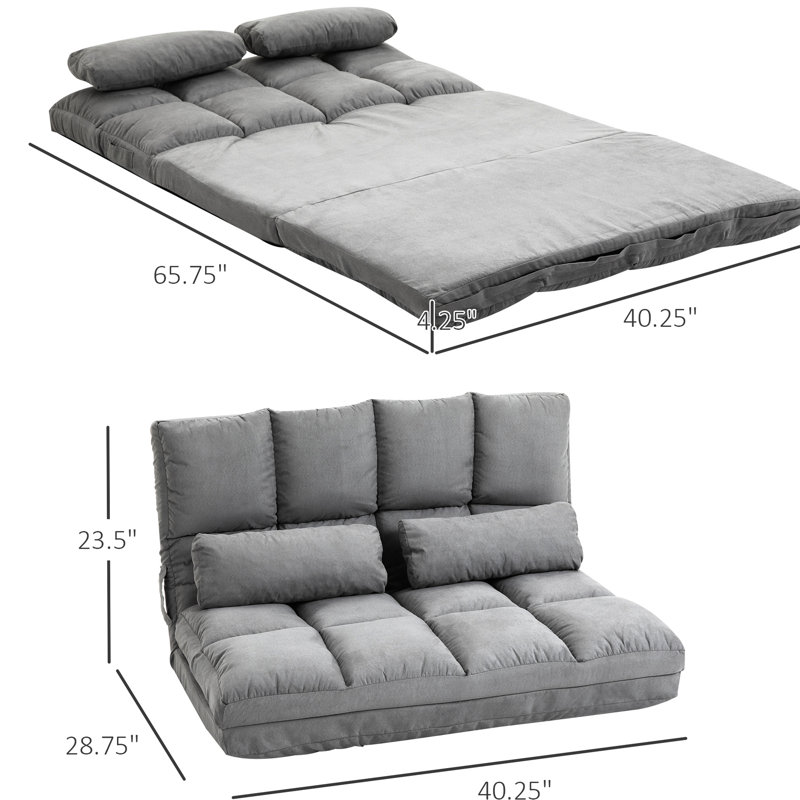 Chaise de lit pliable, réglable et 2 coussins, gris, peu encombrant, robuste et pliable, avec support robuste
