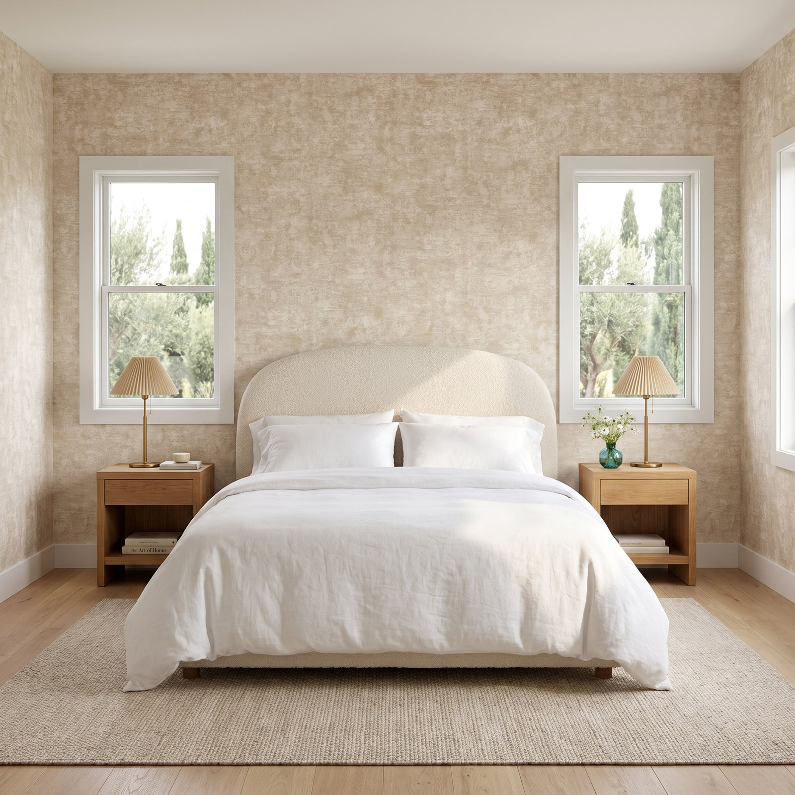 Stone Wallpaper Double Roll, White/Ivory