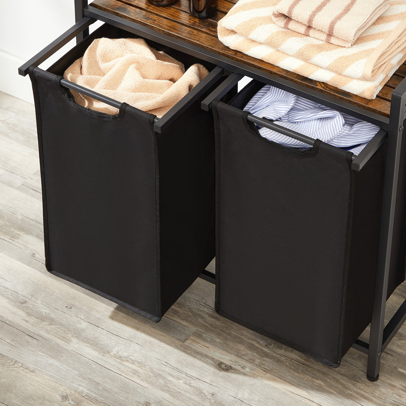 Laundry Sorter, Rustic Brown/Black