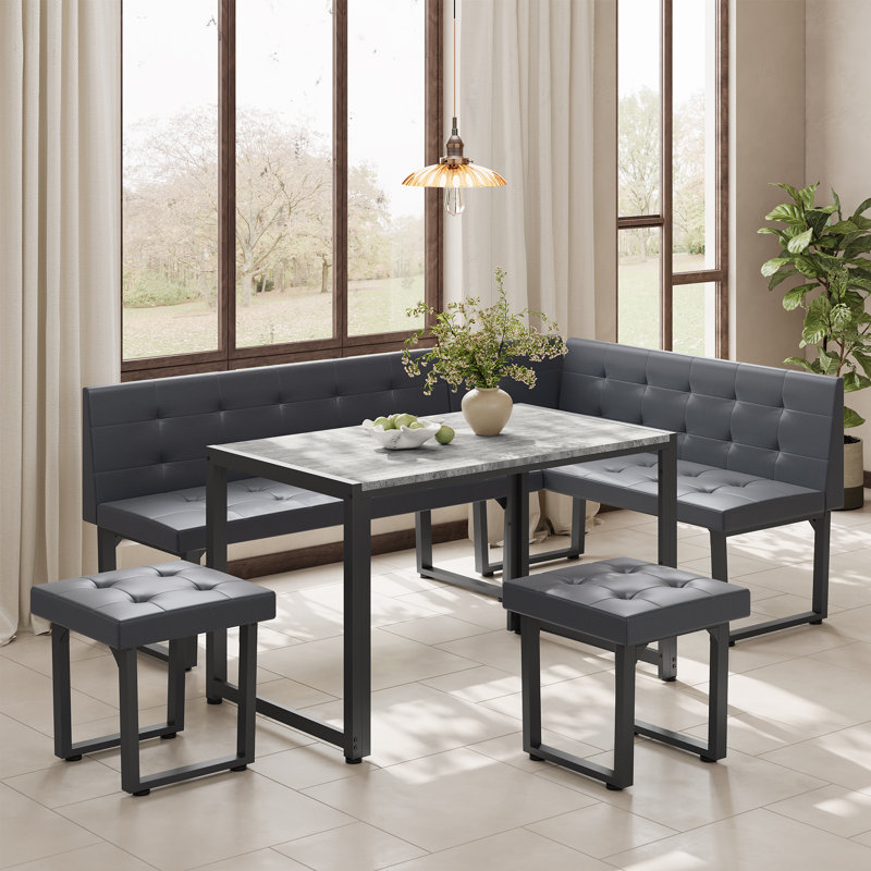 Ensemble de table de coin-repas moderne en forme de L pour 5 personnes