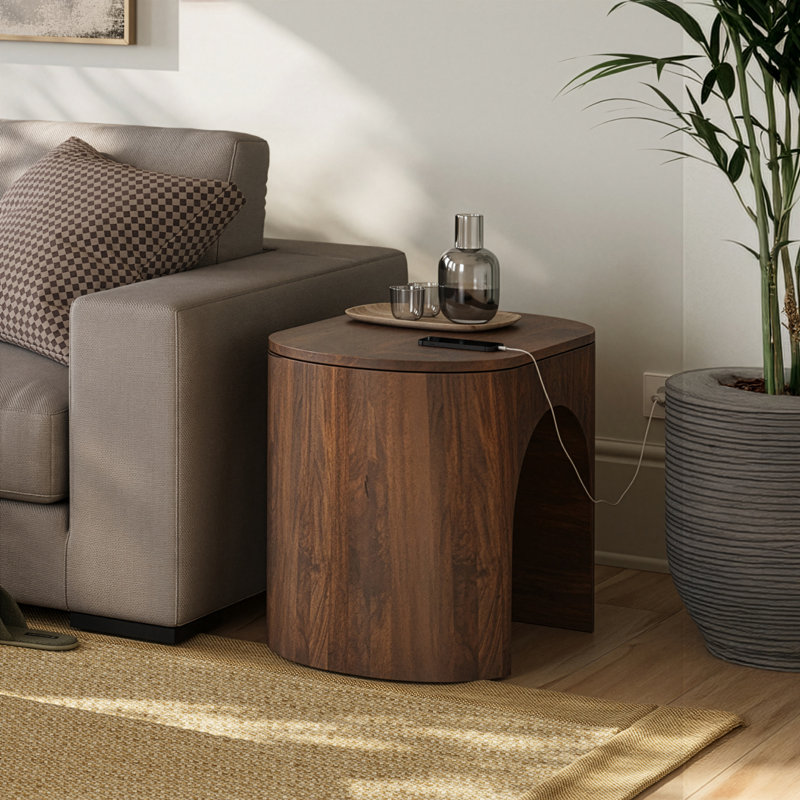Hamadi Modern Architectural Pedestal Curved End Table