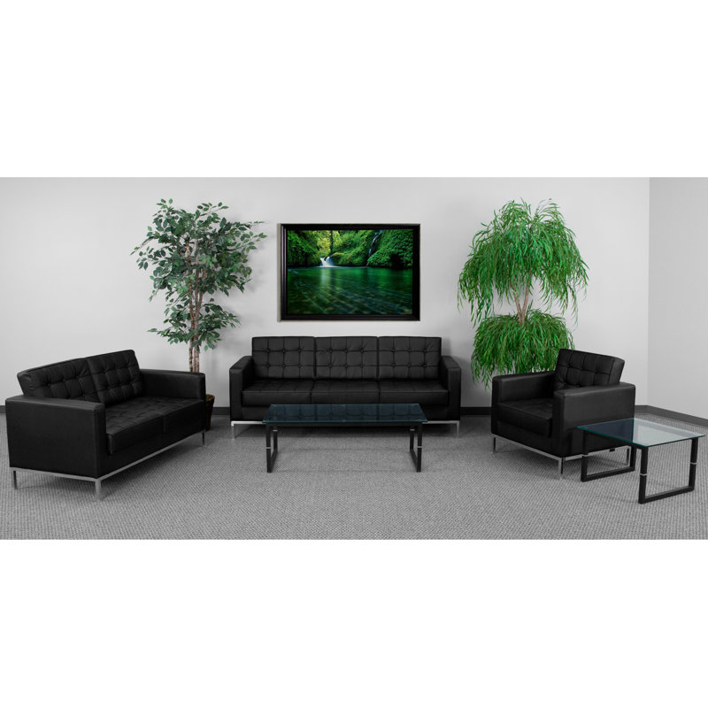 Moritz Black LeatherSoft Reception Set with Stainless Steel Frame