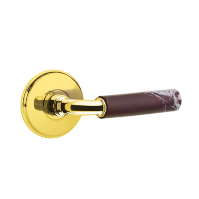 Emtek Select Passage Leverset w/ Watford Rosette & R-Bar Stem, Rosso Levanto Marble Lever (CF)