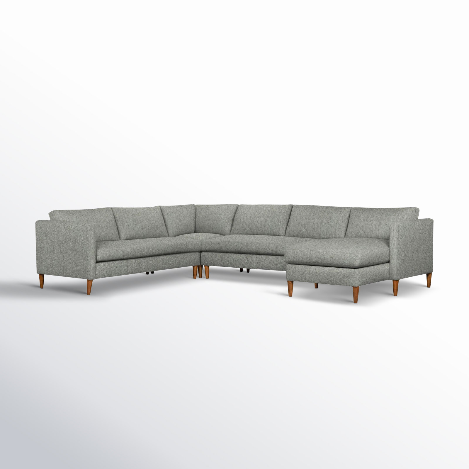Clifford 4-Piece Upholstered Custom Sectional, Right Hand Facing, Ticket Smoke Heathered Basketweave