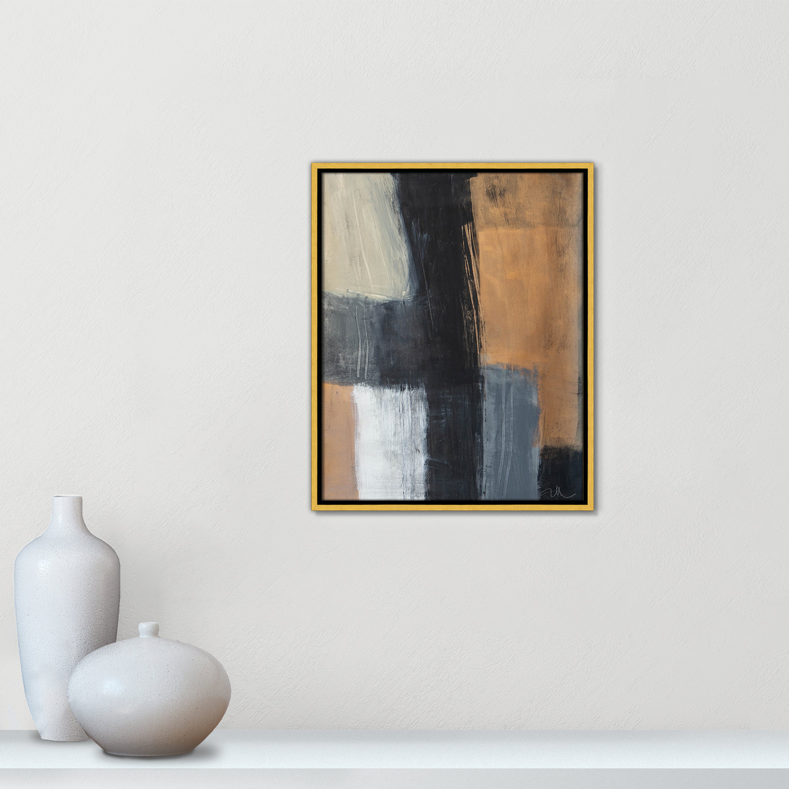 Calderon "Metallic Slate II" Print, 21.5" H x 17.5" W x 2" D, Gold Floater Framed, No Mat