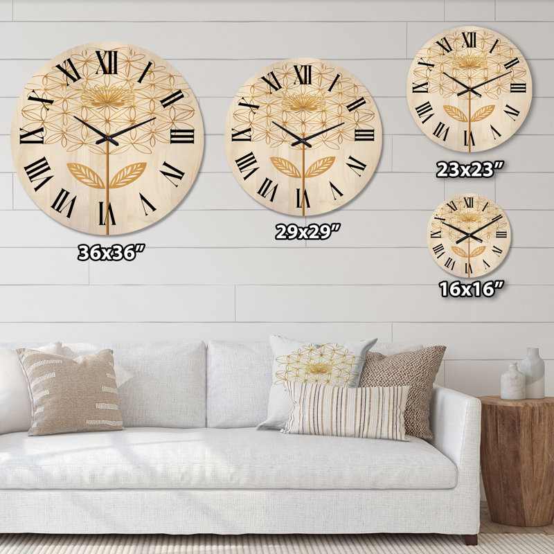 Horloge murale surdimensionnée en bois Blooming, Très grand