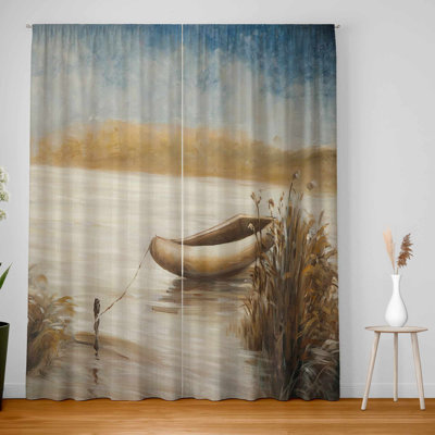 Abandoned Boat Blackout Window Curtain Pair | Home Decor