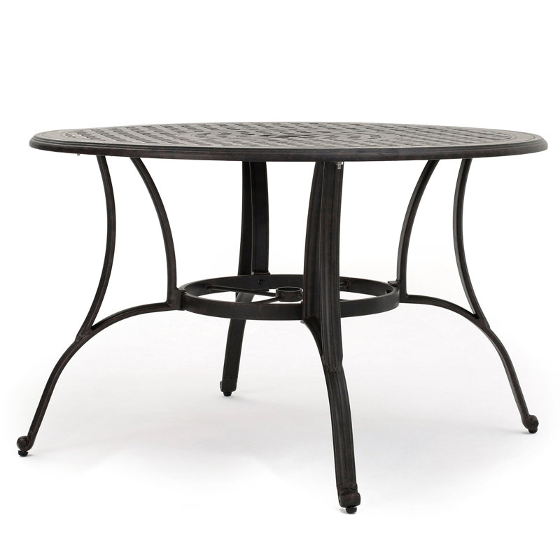 Outdoor Cast Aluminum Table In Rich Bronze Colour With Patio Dining Antique Gorgeous Pattern