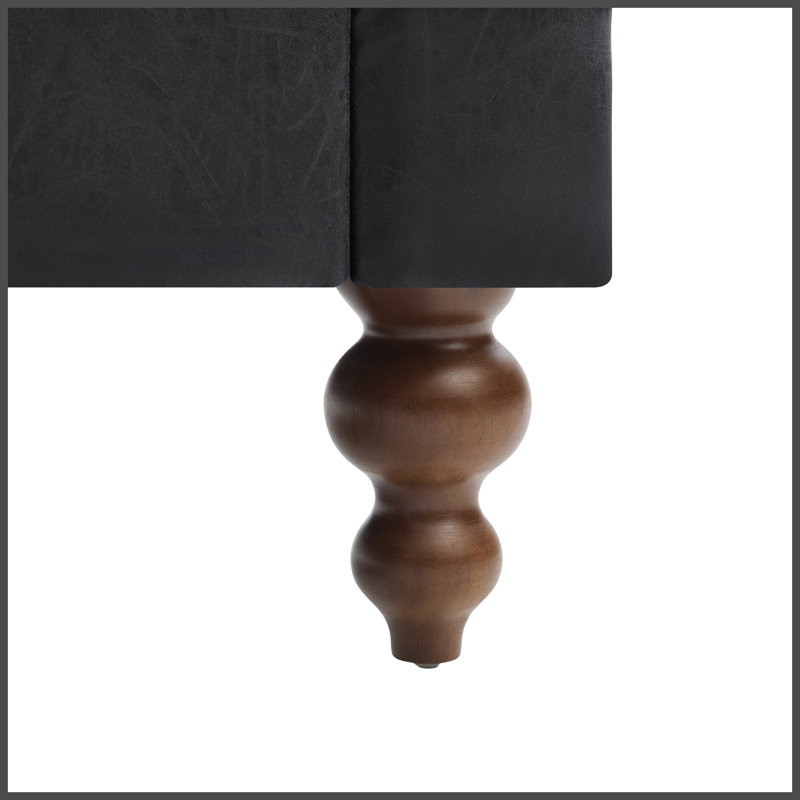 Canapé 73,5 po Chesterfield, Black Pine,Plywood,PU Leather,Rubber Wood, Noir