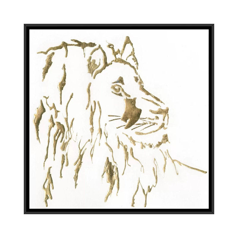 « gilded lion », impression sur toile, H 18 po x l 18 po x P 1,5 po, Toile avec cadre noir, Pas de tapis