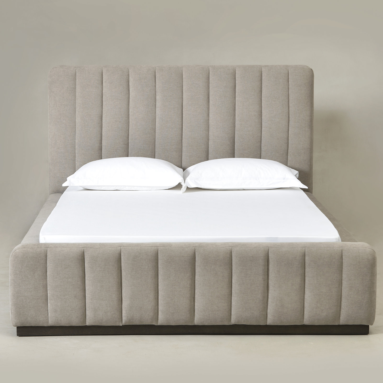 Upholstered Panel Bed, Queen, Gray