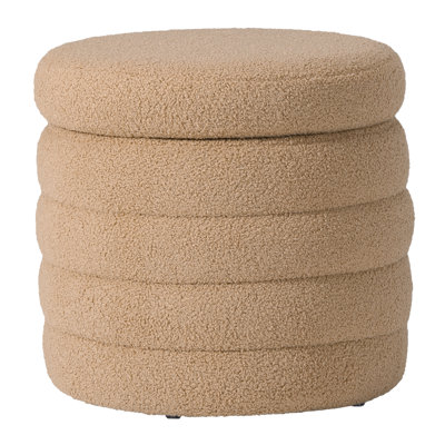 Bayville 16" Tall Sherpa Round Ottoman With Storage