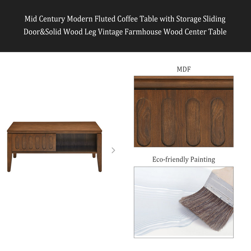 Table basse cannelée moderne Mid Century