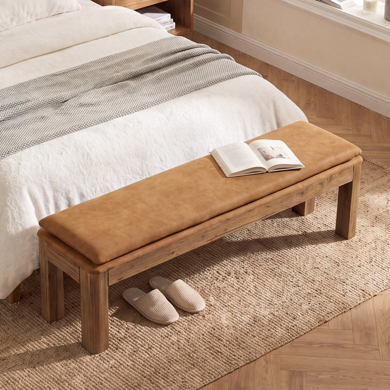 70.87" W Extra Long Solid Wood Upholstered Bench
