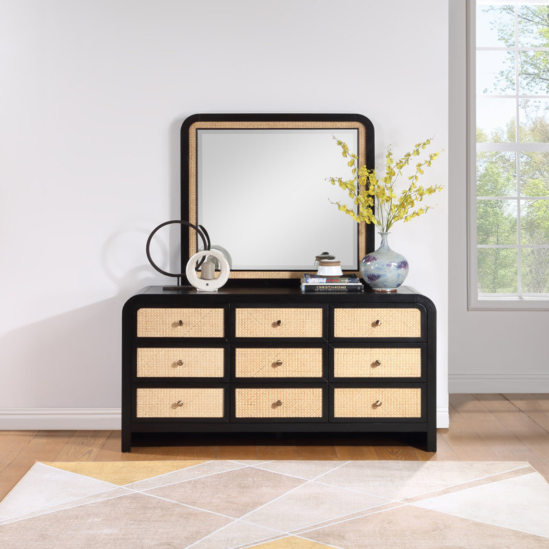 Miroir d'appoint biseauté Aerik, Noir