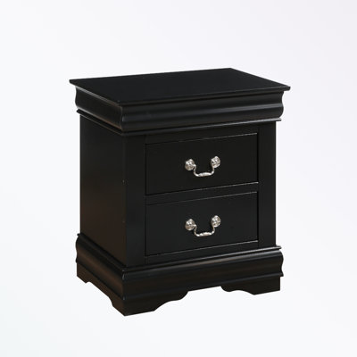 Nightstand with two drawers and metal handles
