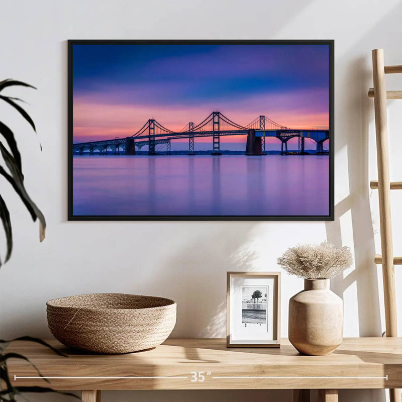 Majestic Chesapeake Bay Bridge, 25 po x 17 po, Cadre flottant noir