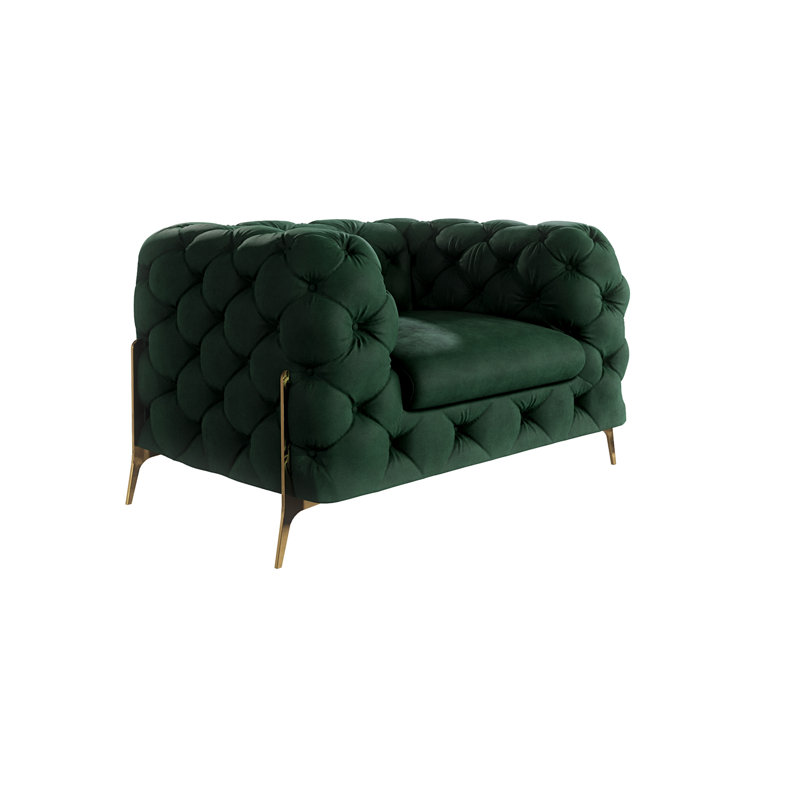 Chesterfield Armchair Atoka with Gold Metal Legs, Bottle Green