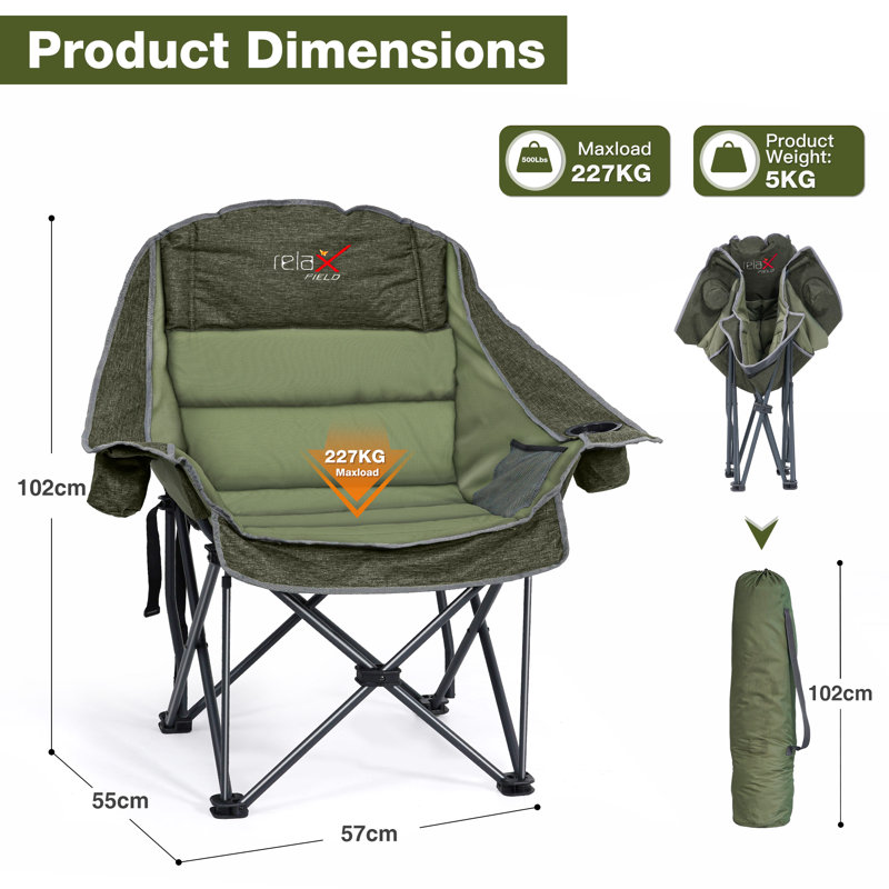 Folding Camping Chair, Dark Green/Green