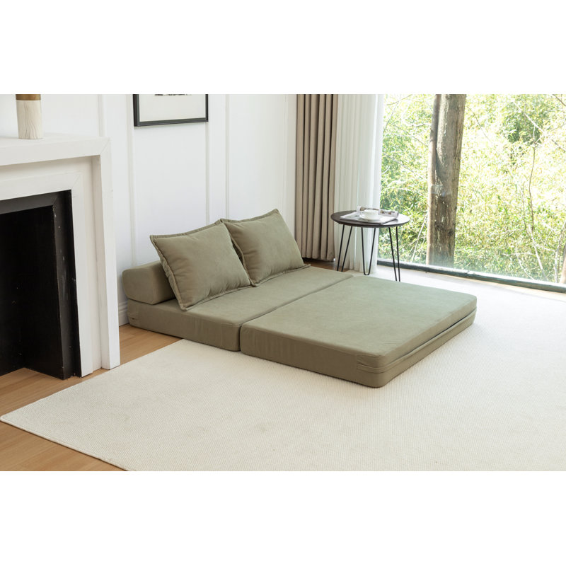 Canapé-lit pliable avec méridienne et matelas, Vert