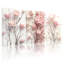 Fleur de cerisier rose, reproduction d'art sur toile tendue sur toile, ensemble de 3 décorations pour salon-586256670