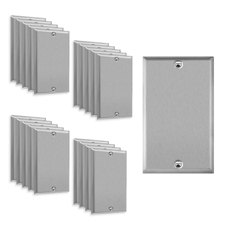 Silver Stainless Steel 1-Gang Blank Wall Plate