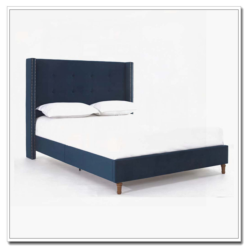 Lit tapissier Tall, Bleu, Grand lit