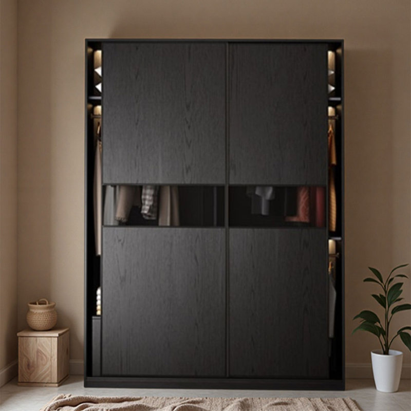 Garde-robe noire minimaliste, H 94 po x l 63 po x P 24 po