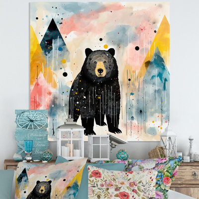 "Creative Grizzly Bear Landscape I - Bear 2", art mural en métal