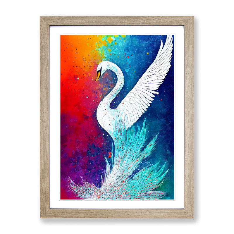 Swan Paint Splash - Single Picture Frame Print