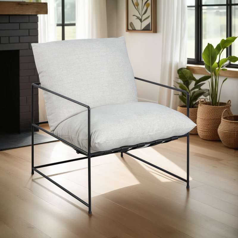 Fauteuil d'appoint industriel moderne Merring, Polyester blanc