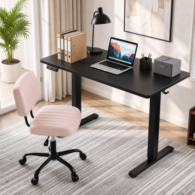 Nahant Height-Adjustable Desks With Faux Leather Swivel Office Chair
