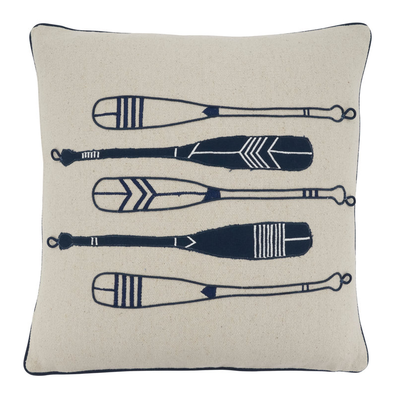 Naviguer Collection Embroidered Cotton Pillow Cover