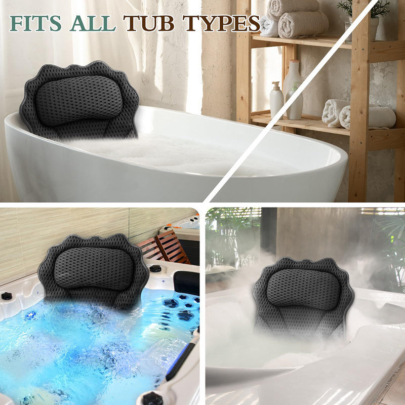 Coussin de baignoire ergonomique de luxe, Noir
