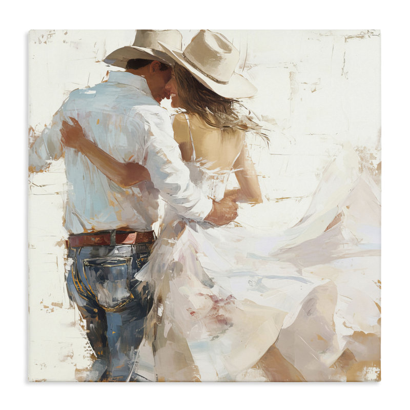 Cowboy Romance Couple, toile par Tina LeCour, H 24 po x l 24 po