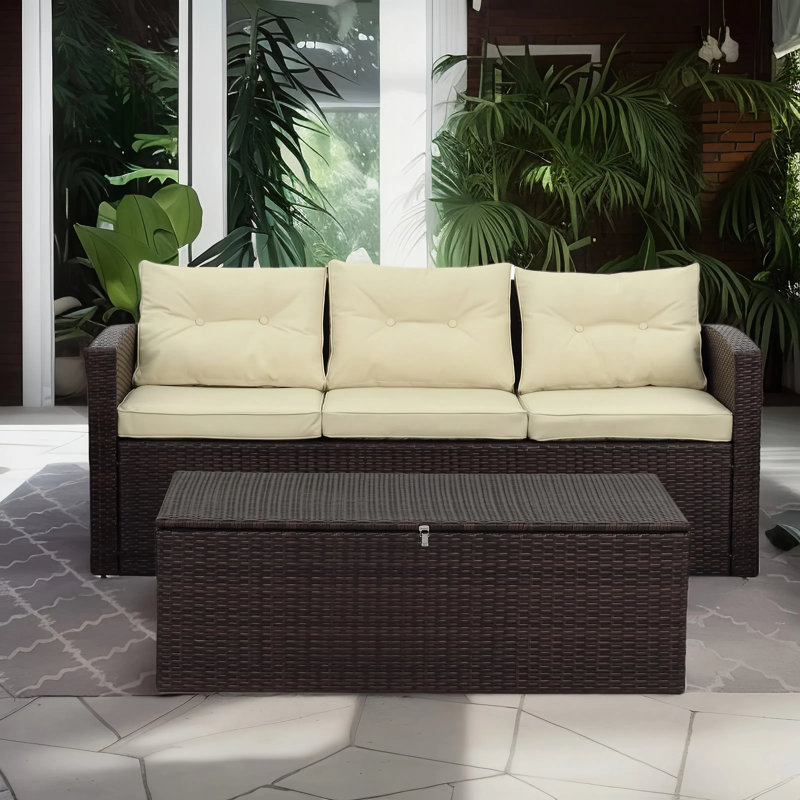 Ensemble de canapé d'extérieur Warner, Beige, Marron foncé