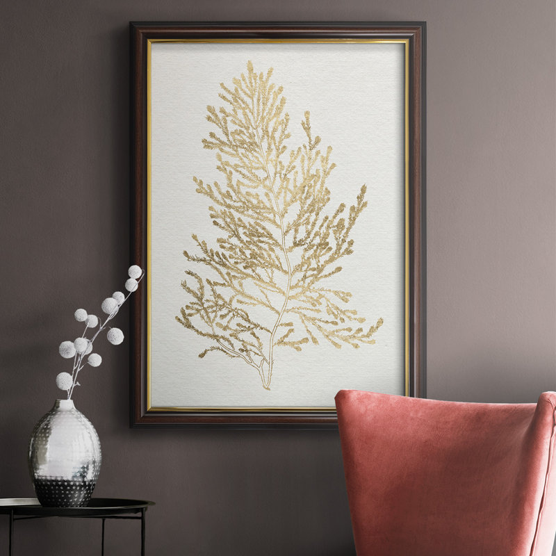 Gilded Algae IV - reproduction d'art sur toile encadrée, H 27 po x l 18 po x P 1 po