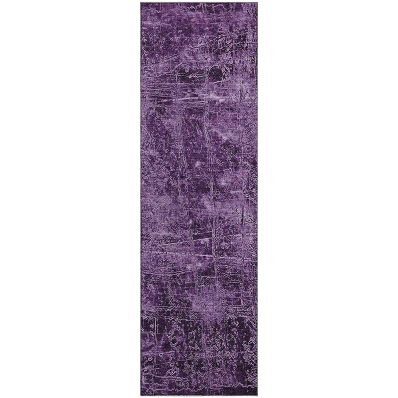 Cerrito AMF559 Machine Washable Premium Purple Rug, Tapis de couloir 2 pi 3 po x 7 pi 6 po