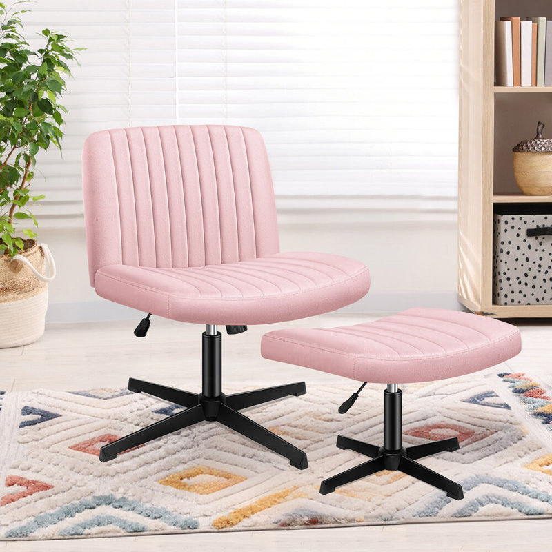Brayden Studio Criss Cross Chair, Velvet, Pink
