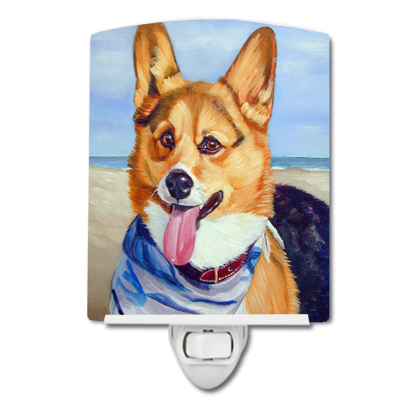 Éclairage de nuit en céramique corgi beach timeless