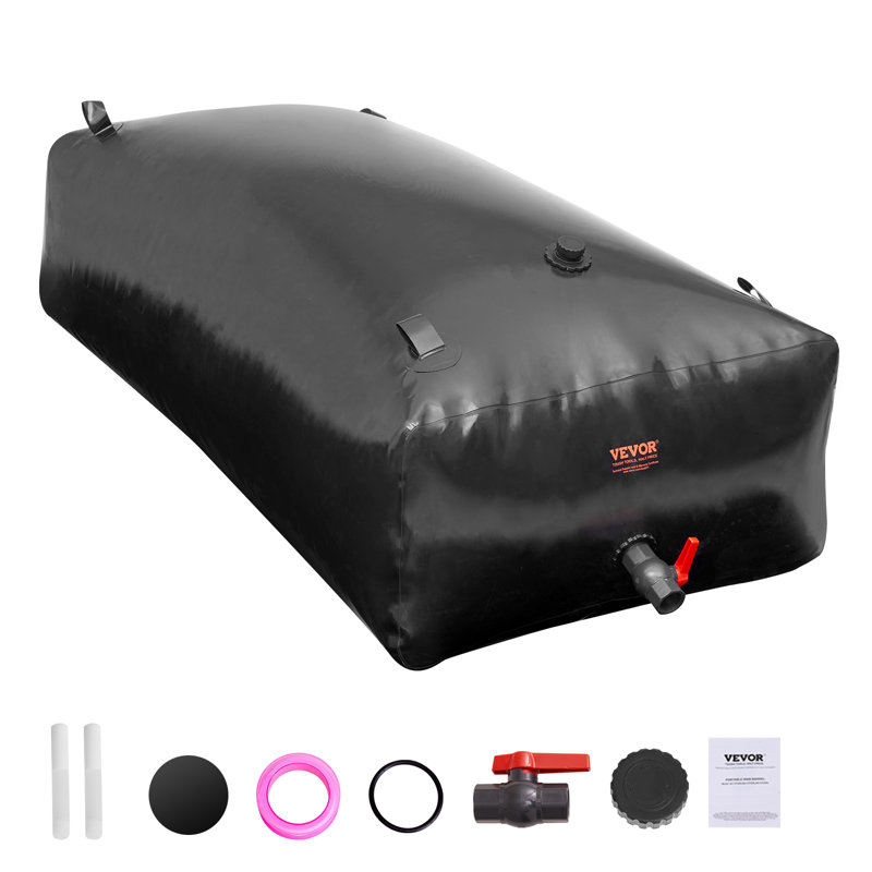 Portable Water Storage Bladder 264 Gal PVC Collapsible Water Tank Black