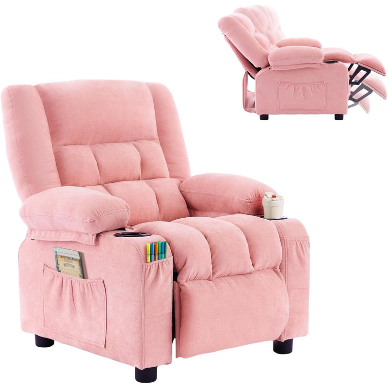 Fauteuil inclinable, fauteuil inclinable avec porte-gobelets et poches latérales, Brun