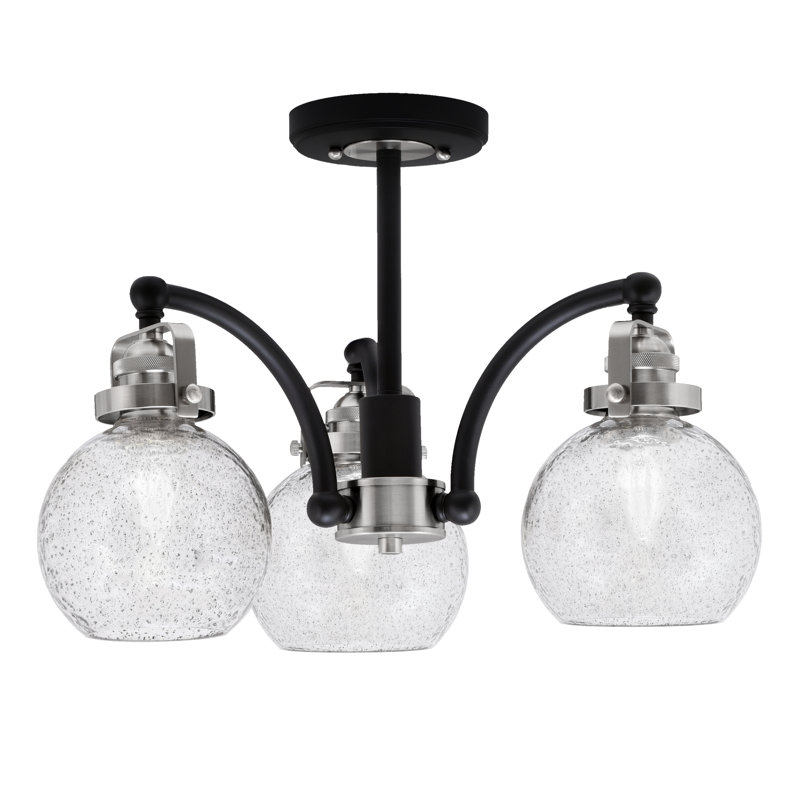 Verre à bulles semi-encastré 3 lumières Easton, Noir mat/nickel brossé